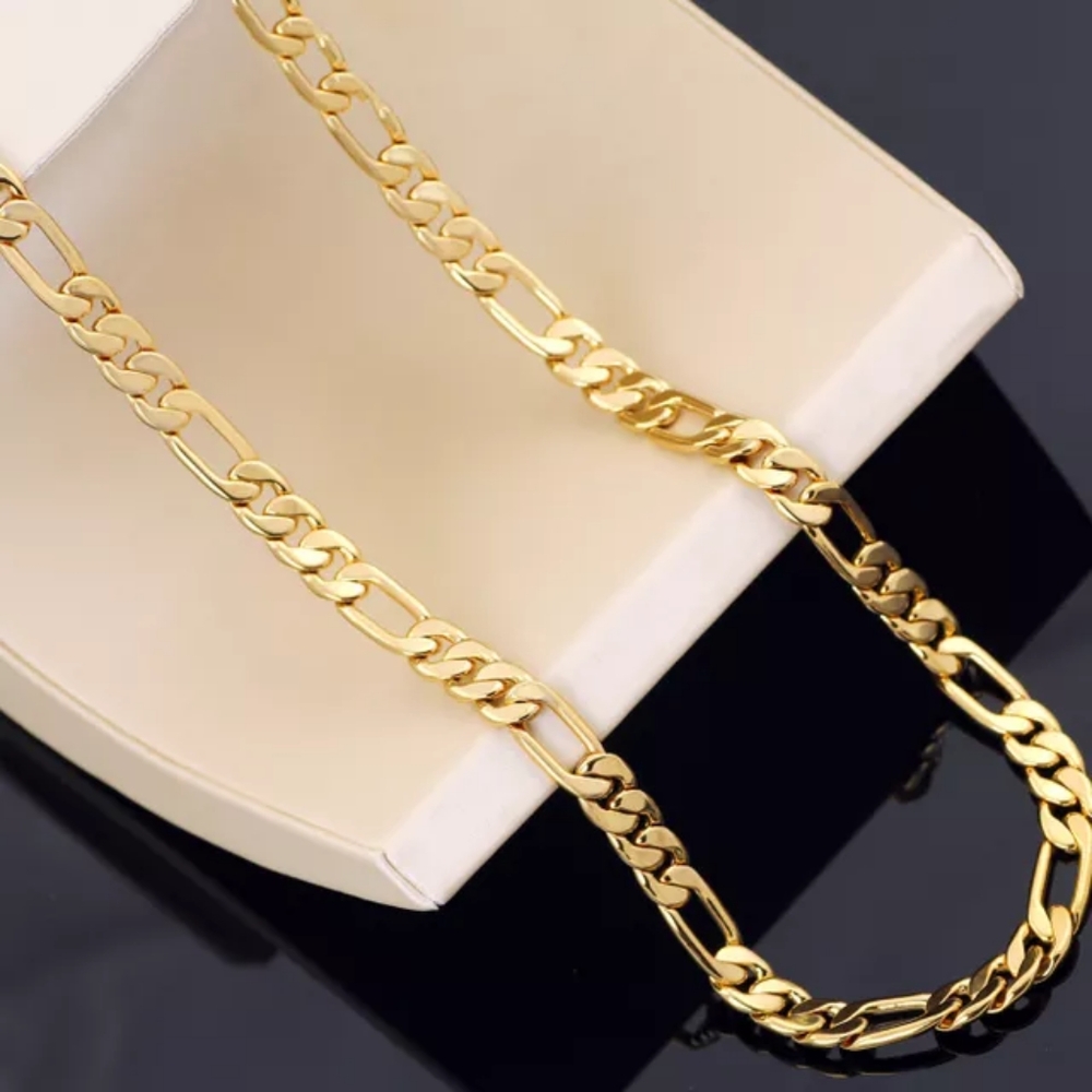 18K Figaro Chain Choker Necklace